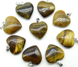 20mm Natural Stone Heart Pendants DIY Jewelry Making 24PCS