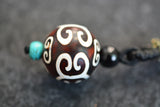 20mm Tibetan DZI Bead Pendant Necklace Natural Agate Stone Mens Jewlery