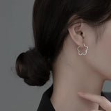 925 Sterling Silver Hollow Flower Stud Earrings C-G9878