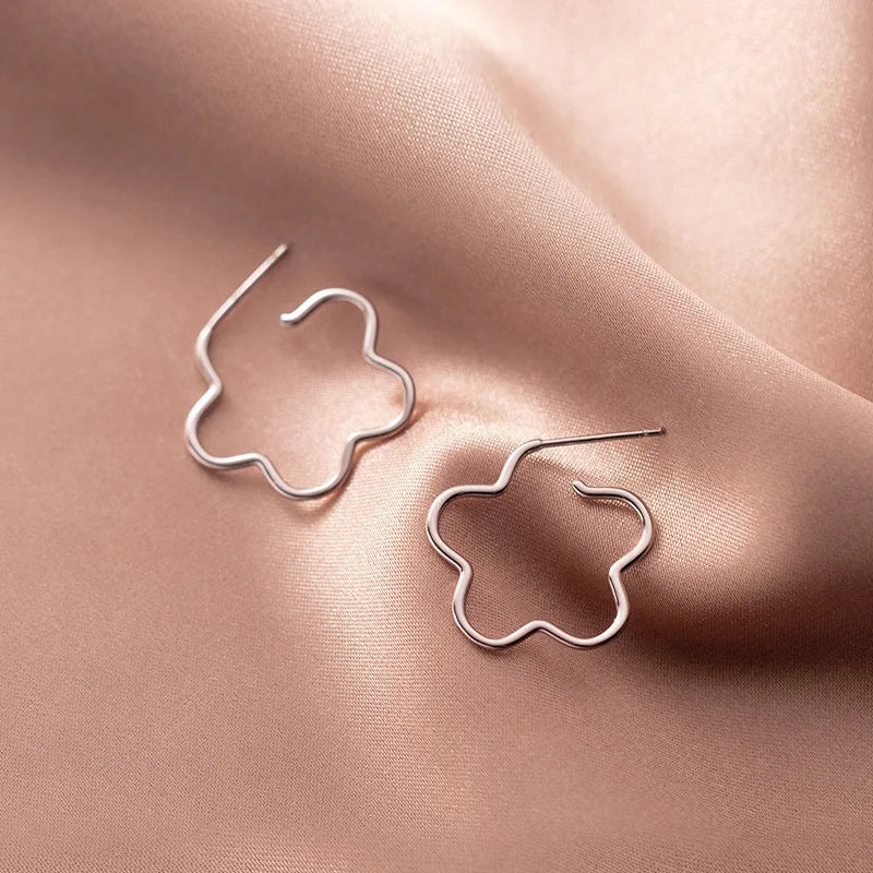 925 Sterling Silver Hollow Flower Stud Earrings C-G9878
