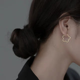 925 Sterling Silver Hollow Flower Stud Earrings C-G9878