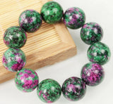 20mm Ruby Fuchsite Zoisite Epidote Jade Round Beads Bangle Bracelet