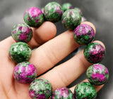 20mm Ruby Fuchsite Zoisite Epidote Jade Round Beads Bangle Bracelet