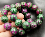 20mm Ruby Fuchsite Zoisite Epidote Jade Round Beads Bangle Bracelet