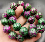 20mm Ruby Fuchsite Zoisite Epidote Jade Round Beads Bangle Bracelet