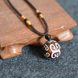 Tibetan Dzi Bead Pendant Lucky Amulet Healing Jewelry
