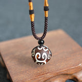 Tibetan Dzi Bead Pendant Lucky Amulet Healing Jewelry