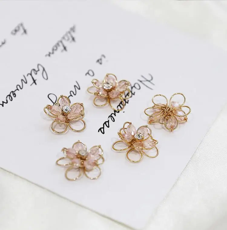 20mm Flowers Zircon Decoration 3D Locket Charms DIY Jewelry Earring