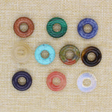 20mm Tiger Eye Quartz Stone Donut Wind Chime Pendant DIY Jewelry Making 10pcs