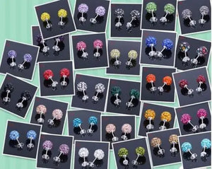 10mm Disco Ball Bead Mixed Multicolor Crystal Stud Earrings