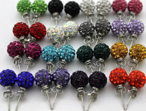 10mm Disco Ball Bead Mixed Multicolor Crystal Stud Earrings (20 Pairs)