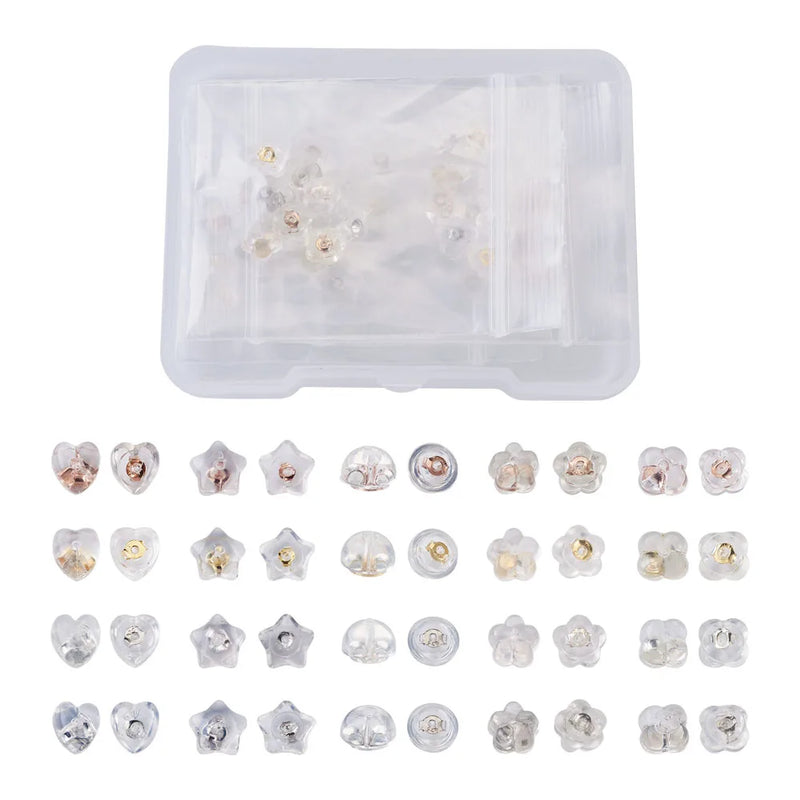 20 Pairs 925 Sterling Silver Heart Ear Nuts Mixed Color