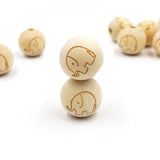 20pc Natural Wooden Beads Elephant Heart Star Diy Pacifier Clip Wood Toys Bead