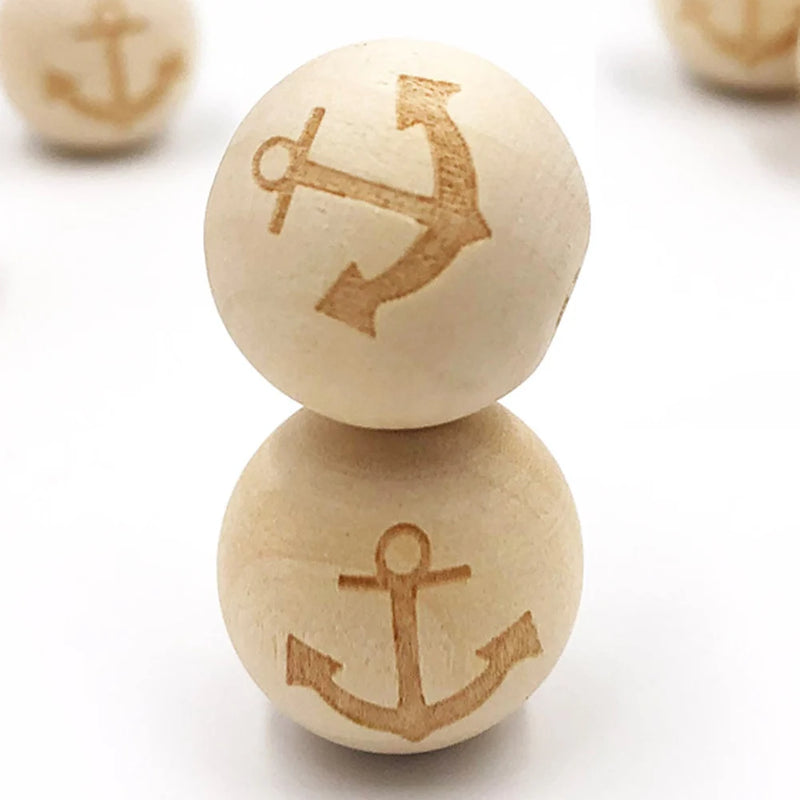 20pc Natural Wooden Beads Elephant Heart Star Diy Pacifier Clip Wood Toys Bead
