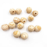 20pc Natural Wooden Beads Elephant Heart Star Diy Pacifier Clip Wood Toys Bead