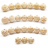 20pc Natural Wooden Beads Elephant Heart Star Diy Pacifier Clip Wood Toys Bead
