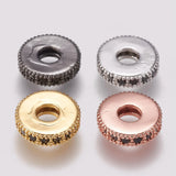 20pc Brass CZ Bead Spacers Flat Round for DIY Jewelry Making