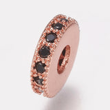 20pc Brass CZ Bead Spacers Flat Round for DIY Jewelry Making