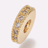 20pc Brass CZ Bead Spacers Flat Round for DIY Jewelry Making