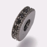 20pc Brass CZ Bead Spacers Flat Round for DIY Jewelry Making