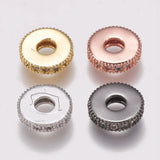 20pc Brass CZ Bead Spacers Flat Round for DIY Jewelry Making