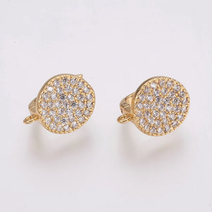 20pc Brass Micro Pave CZ Hoop Earrings Findings Clear Golden