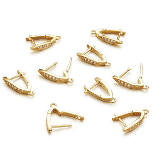 20pc Brass Micro Pave CZ Hoop Earrings Findings Clear Golden