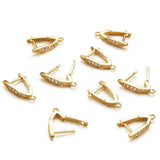 20pc Brass Micro Pave CZ Hoop Earrings Findings Clear Golden