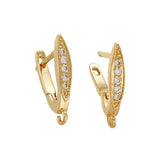 20pc Brass Micro Pave CZ Hoop Earrings Findings Clear Golden