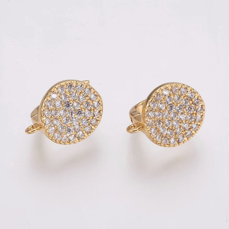 20pc Brass Micro Pave CZ Hoop Earrings Findings Clear Golden