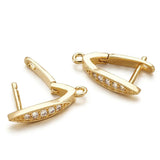 20pc Brass Micro Pave CZ Hoop Earrings Findings Clear Golden