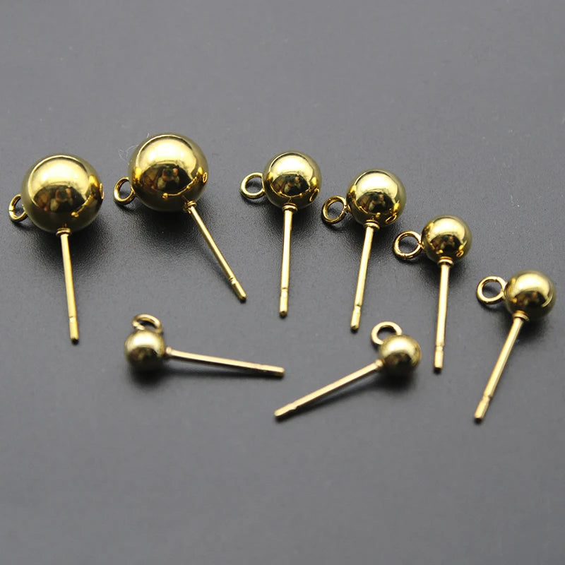 Hypoallergenic Stainless Steel Ball Beads Stud Earrings 3-6 mm