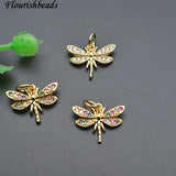 20pc Dragonfly Bracelet Charms - Nickel Plated Cz Pave Small Size