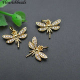 20pc Dragonfly Bracelet Charms - Nickel Plated Cz Pave Small Size