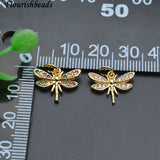 20pc Dragonfly Bracelet Charms - Nickel Plated Cz Pave Small Size