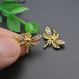 20pc Dragonfly Bracelet Charms - Nickel Plated Cz Pave Small Size
