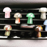 20pc Mini Mushroom Beads Natural Crystal Stone Car Air Outlet Clip