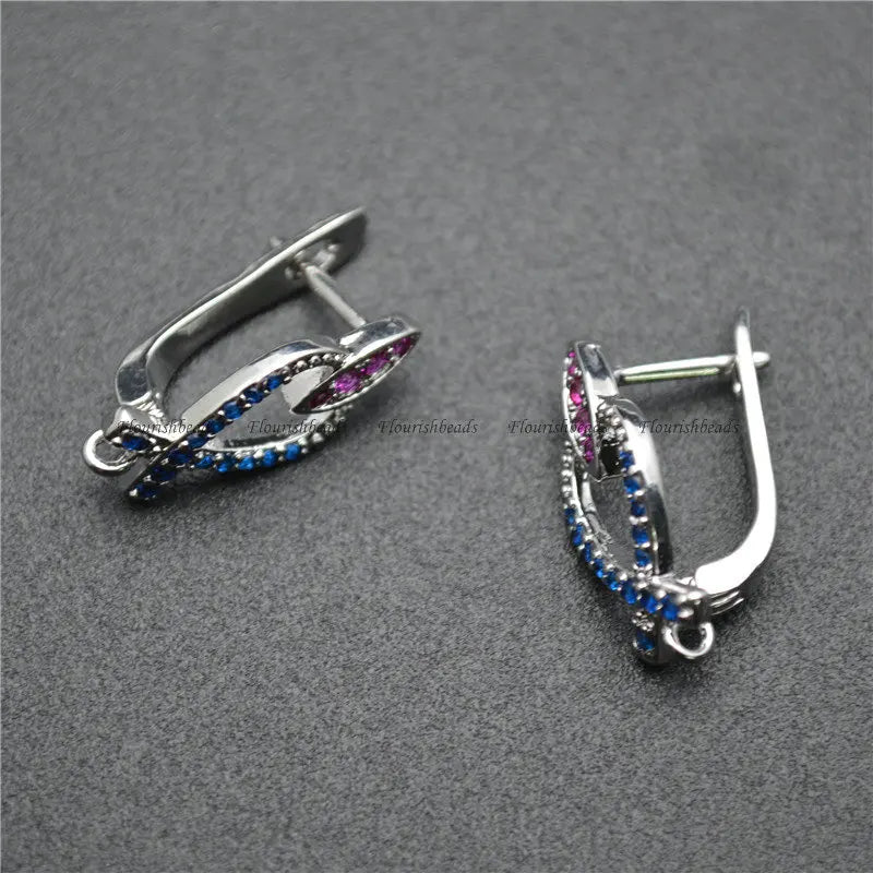 20pc CZ Beads Pave Hook Metal Brass Earrings Hooks Jewelry Findings