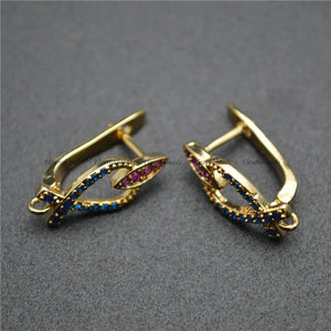 20pc CZ Beads Pave Hook Metal Brass Earrings Hooks Jewelry Findings
