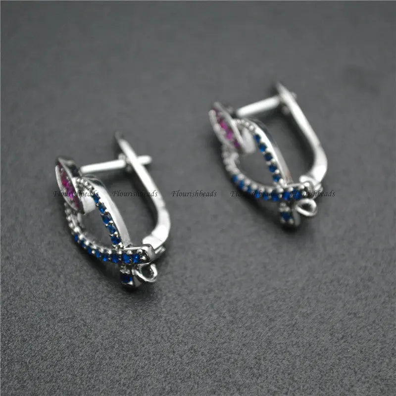 20pc CZ Beads Pave Hook Metal Brass Earrings Hooks Jewelry Findings