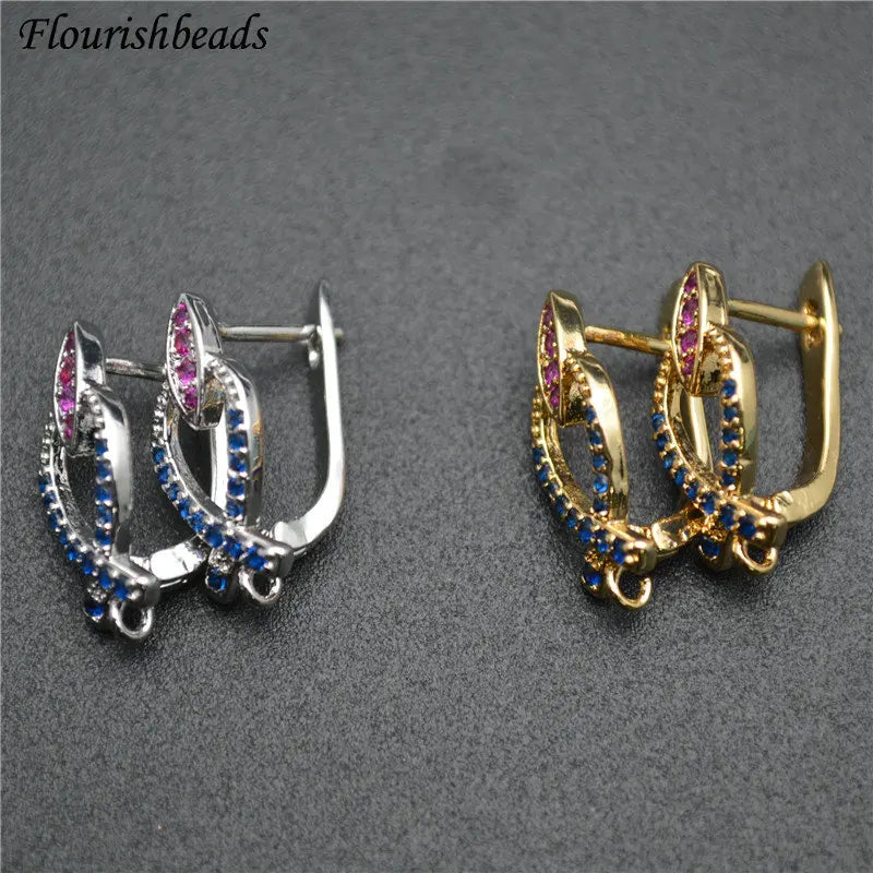 20pc CZ Beads Pave Hook Metal Brass Earrings Hooks Jewelry Findings