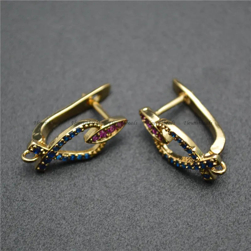 20pc CZ Beads Pave Hook Metal Brass Earrings Hooks Jewelry Findings