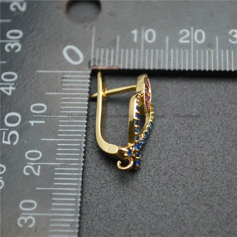 20pc CZ Beads Pave Hook Metal Brass Earrings Hooks Jewelry Findings