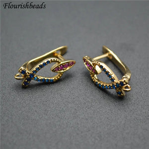 20pc CZ Beads Pave Hook Metal Brass Earrings Hooks Jewelry Findings