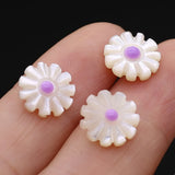 20pc Mother of Pearl Daisy Beads Sea Shell Charms for Jewelry Making