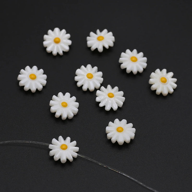 20pc Mother of Pearl Daisy Beads Sea Shell Charms for Jewelry Making