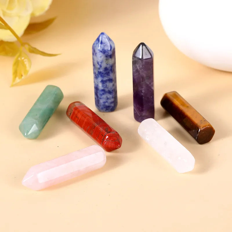 20pc Natural Stone Hexagon Prism Amethysts Yoga Power Healing Crystal Ornaments