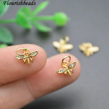 20pc Dragonfly Bracelet Charms Nickel Plated Cz Pave Jewelry Making Supplies