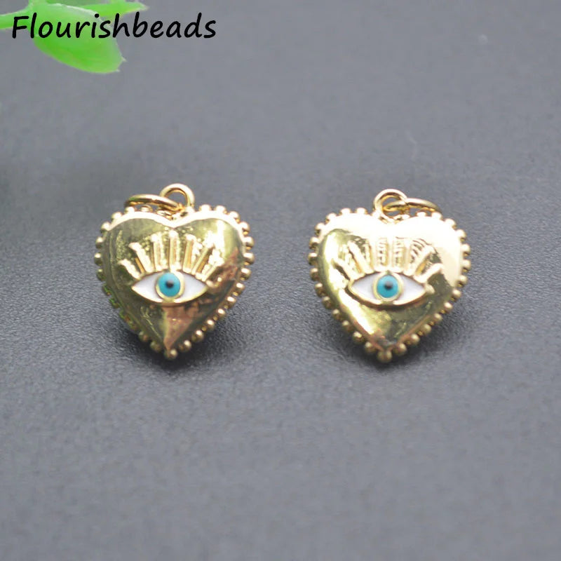 20pc Nickel Heart Evil Eye Charms for Diy Jewelry Making
