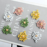 Rubber Paint Five Daisy Flowers Alloy Charm Bracelet Pendant